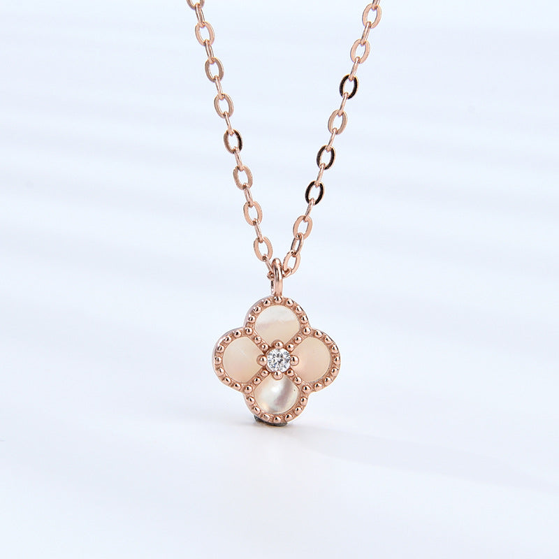 Cadena de Plata 925 con Dije de Trébol de Cuatro Hojas – Amuleto de Buena Suerte