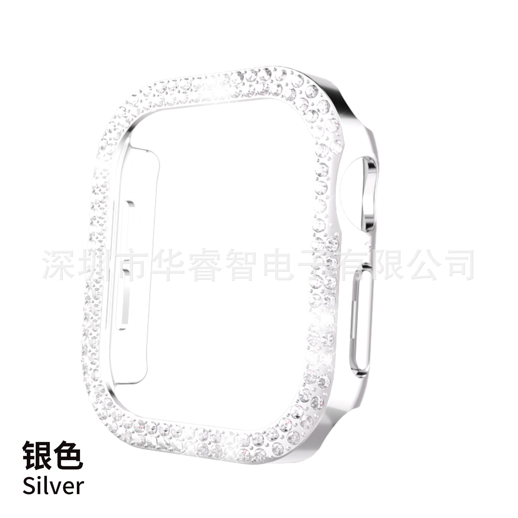 Protective Case for Apple Watch S10: Double Row Diamonds, Perforated Design & Half Cover