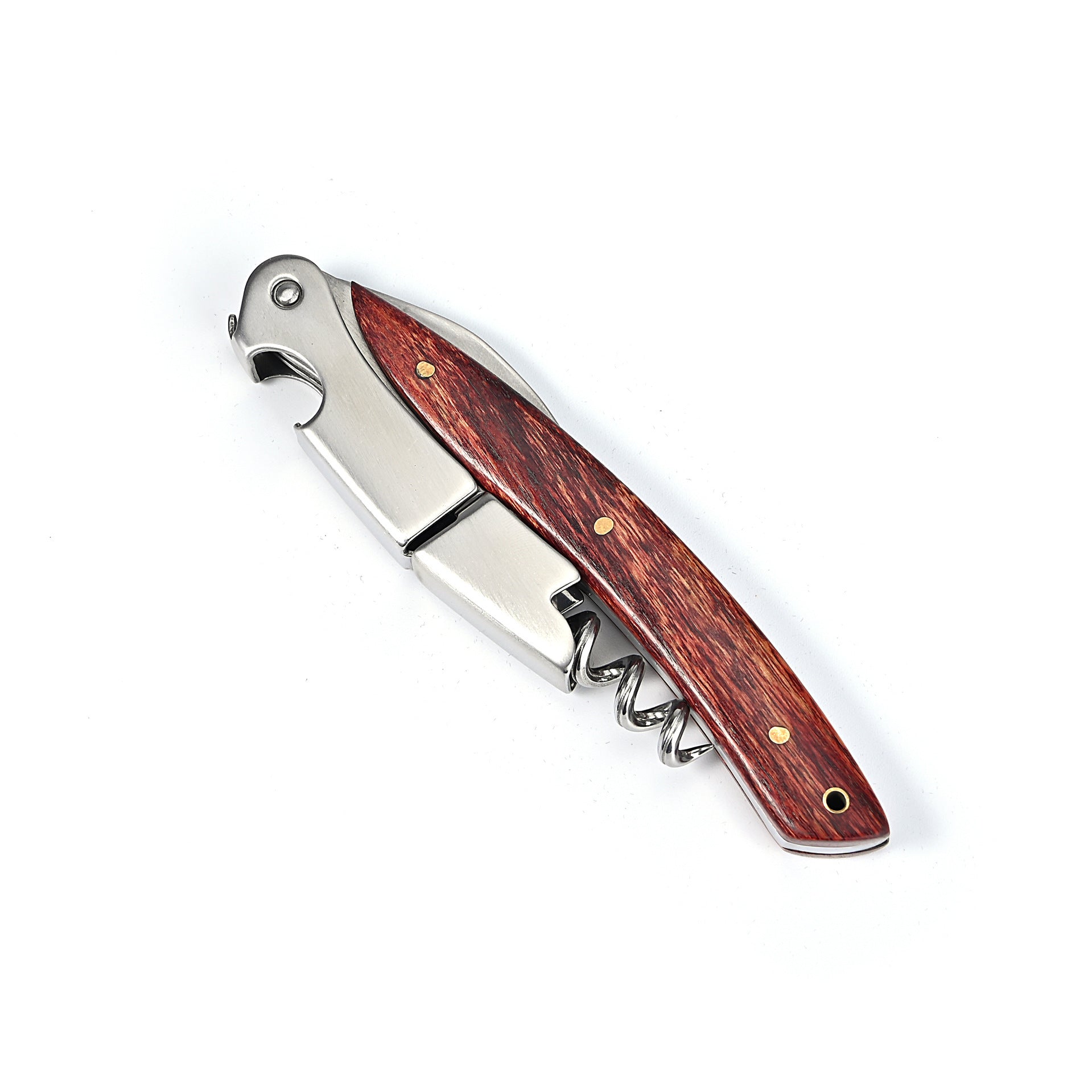 Abrebotellas Multifuncional de Madera y Acero Inoxidable: Abrebotellas de Vino, Herramienta de Cocina para el Hogar