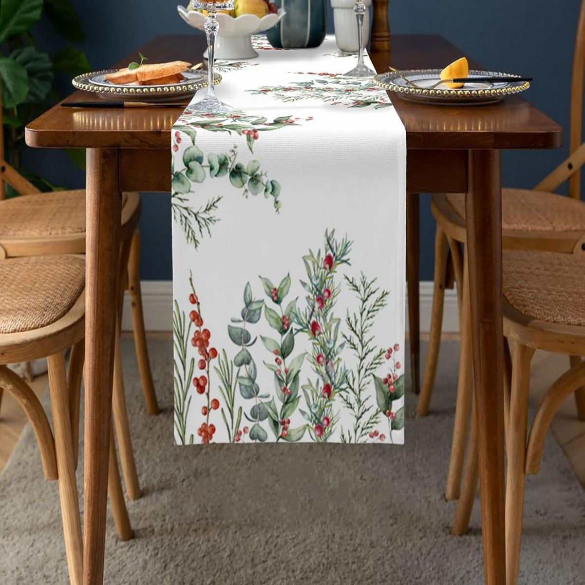 Camino de Mesa Navideño de Lino | Estampado en Varios Diseños y Tamaños