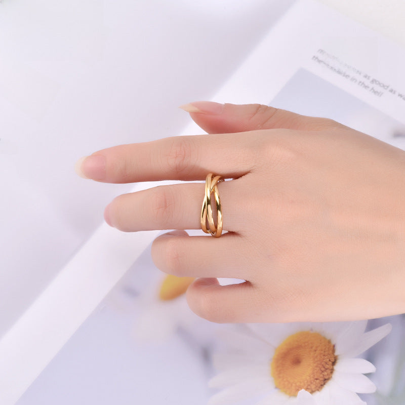 Anillo de Acero Inoxidable con Triple Argolla – Pasado, Presente y Futuro