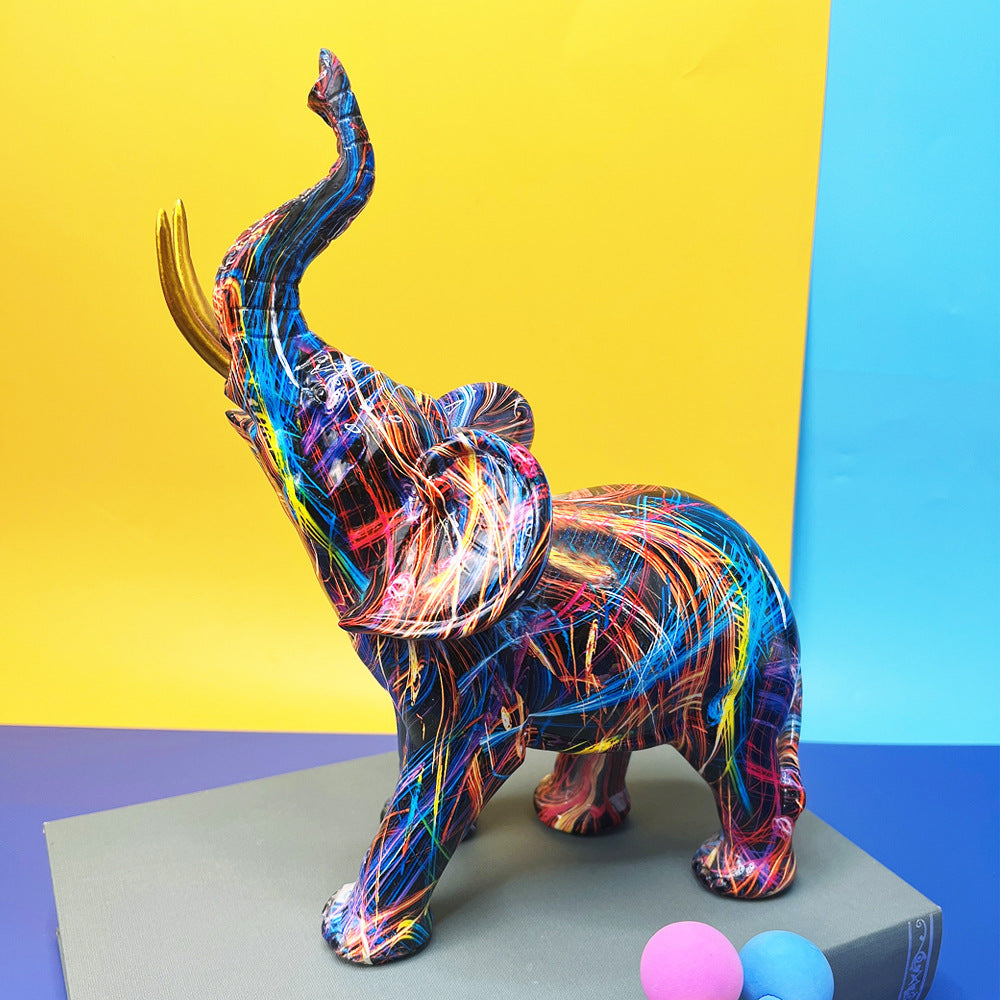 Arte Abstracto: Escultura Colorida de Elefante para Escritorio o Mesa