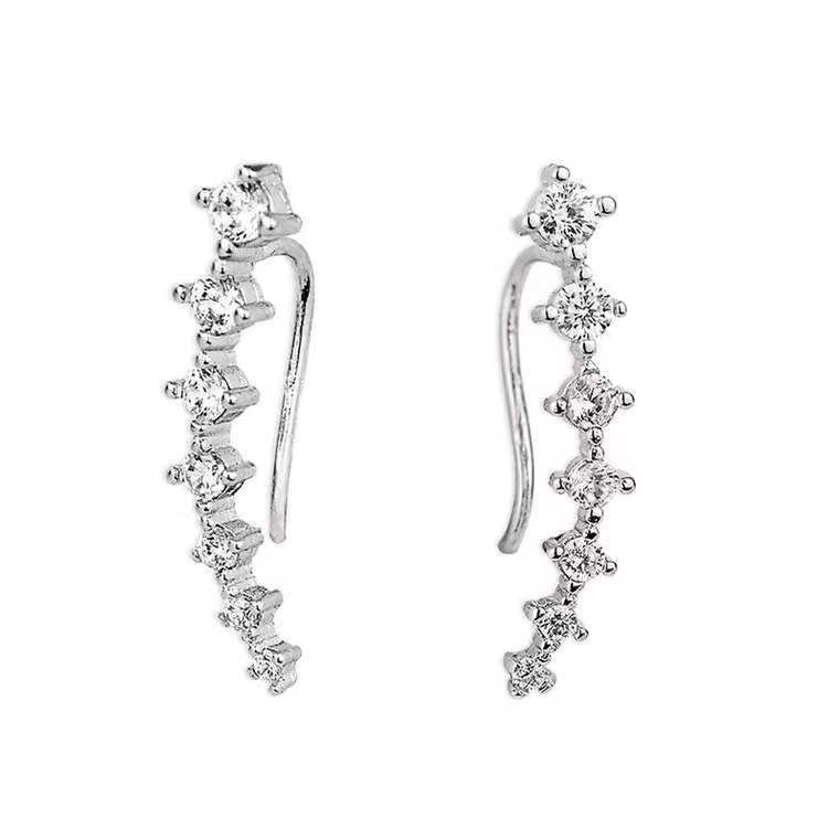 Aretes Trepadores de Estrellas en Plata 925 con Cierre de Gancho