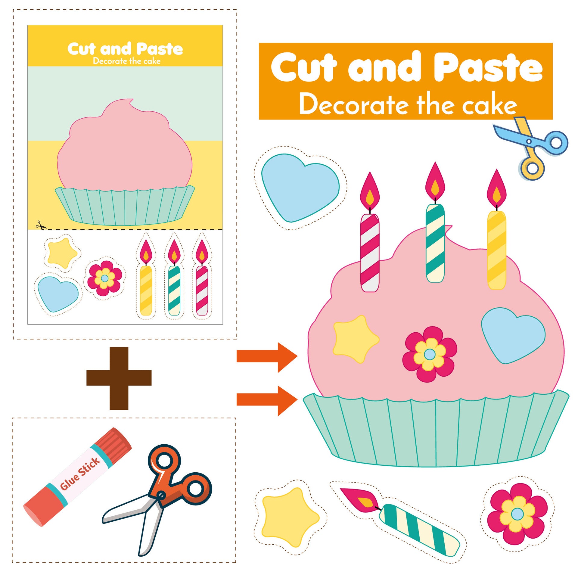 Kids Paper Cutting Book: Cartoon DIY Crafts and Stick-On Toys for Kids