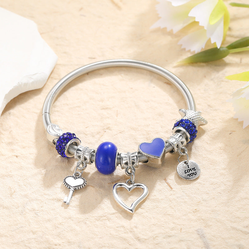 Pulsera de Plata para Niñas con Charms – Dijes Colgantes de Figuras Variadas