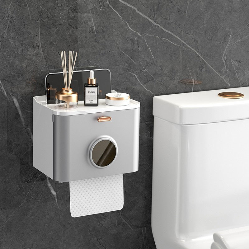 Caja de papel higiénico para baño: soporte para toallas de papel, organizador sin perforación, ideal para pañuelos y toallas de cara