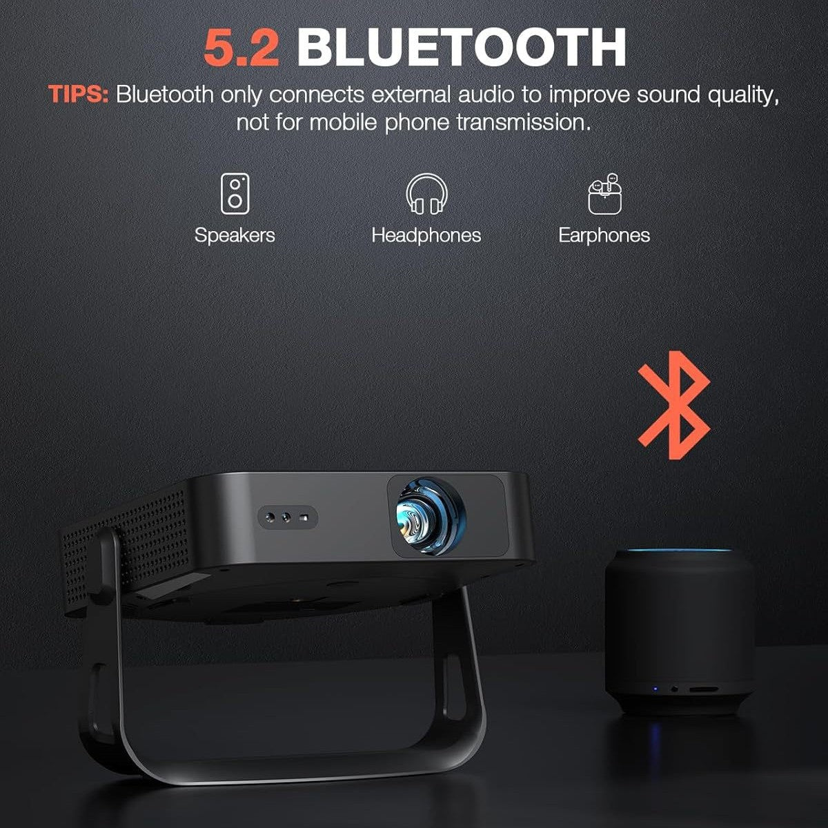 YJMORE R6 Mini Projector Ultra HD 1080P - Slim & Portable Automatic Focus for Home