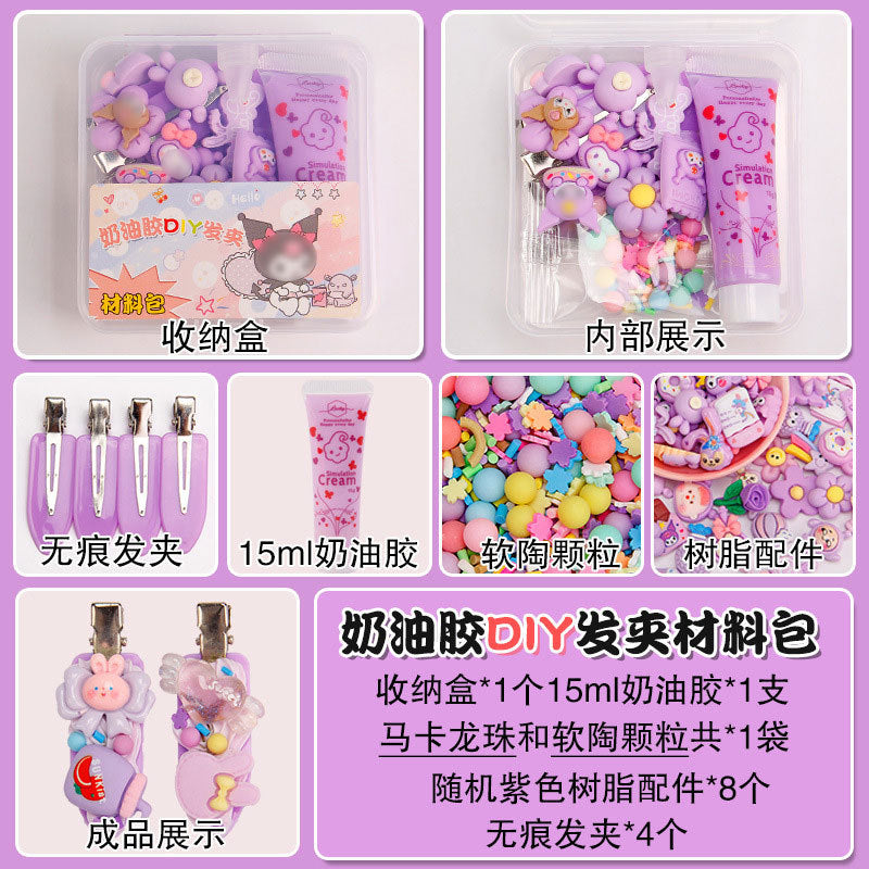 Set de Manualidades para Niñas con Pegamento en Crema 15g – Clips de Cabello y Accesorios de Resina