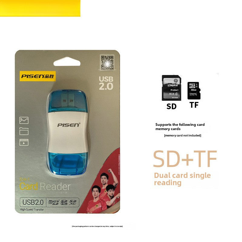 Lector de Tarjetas Todo en Uno Pisen: Mini USB 2.0 para TF, SD, CF y MS