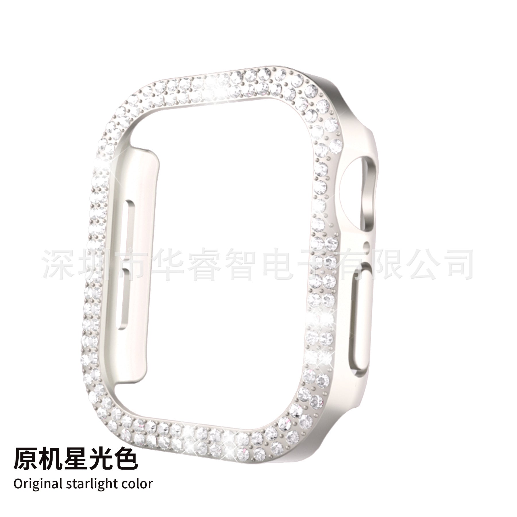 Protective Case for Apple Watch S10: Double Row Diamonds, Perforated Design & Half Cover
