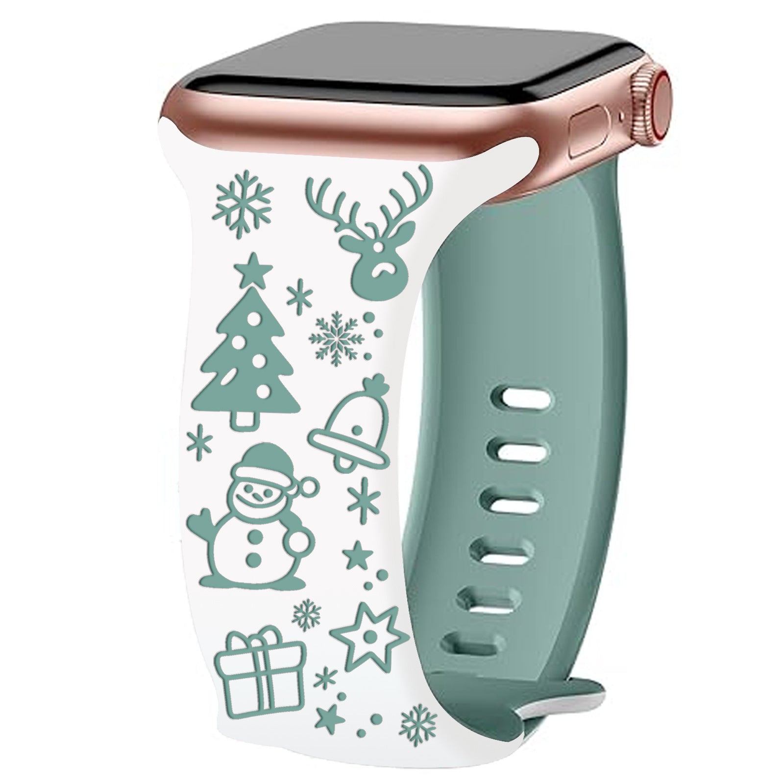 3D Laser Engraved Santa Claus Apple Watch Band for Christmas