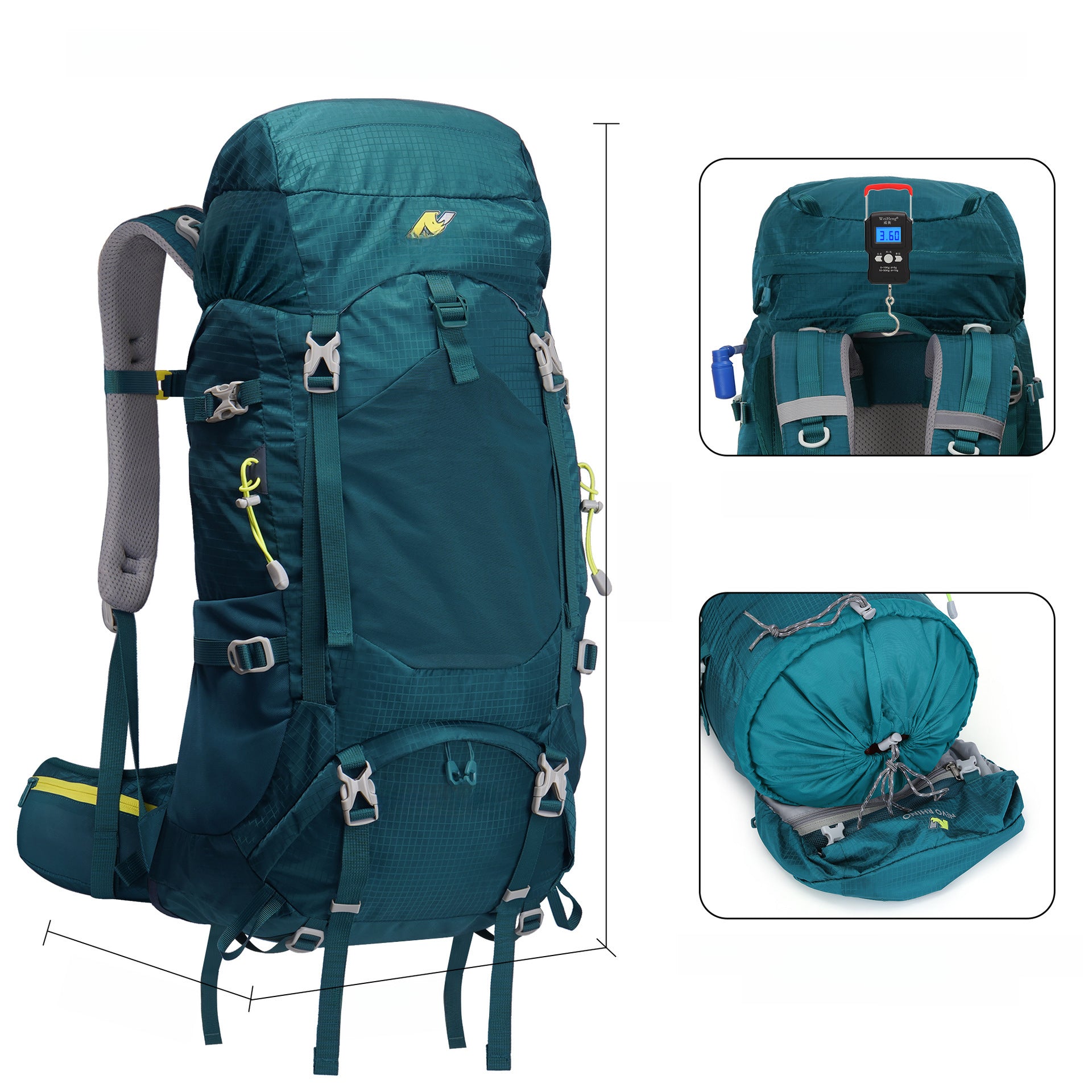 Mochila de Montaña para Hombre: Mochila de Senderismo de Gran Capacidad 60L/65L para Viajes