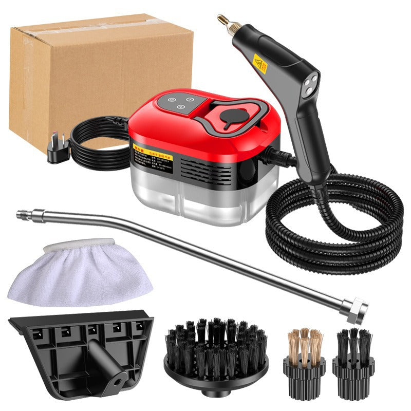 Limpiadora a Vapor Manual – Presión y Temperatura Alta roja con control digital y kit de limpieza para eliminar manchas y grasa fácilmente