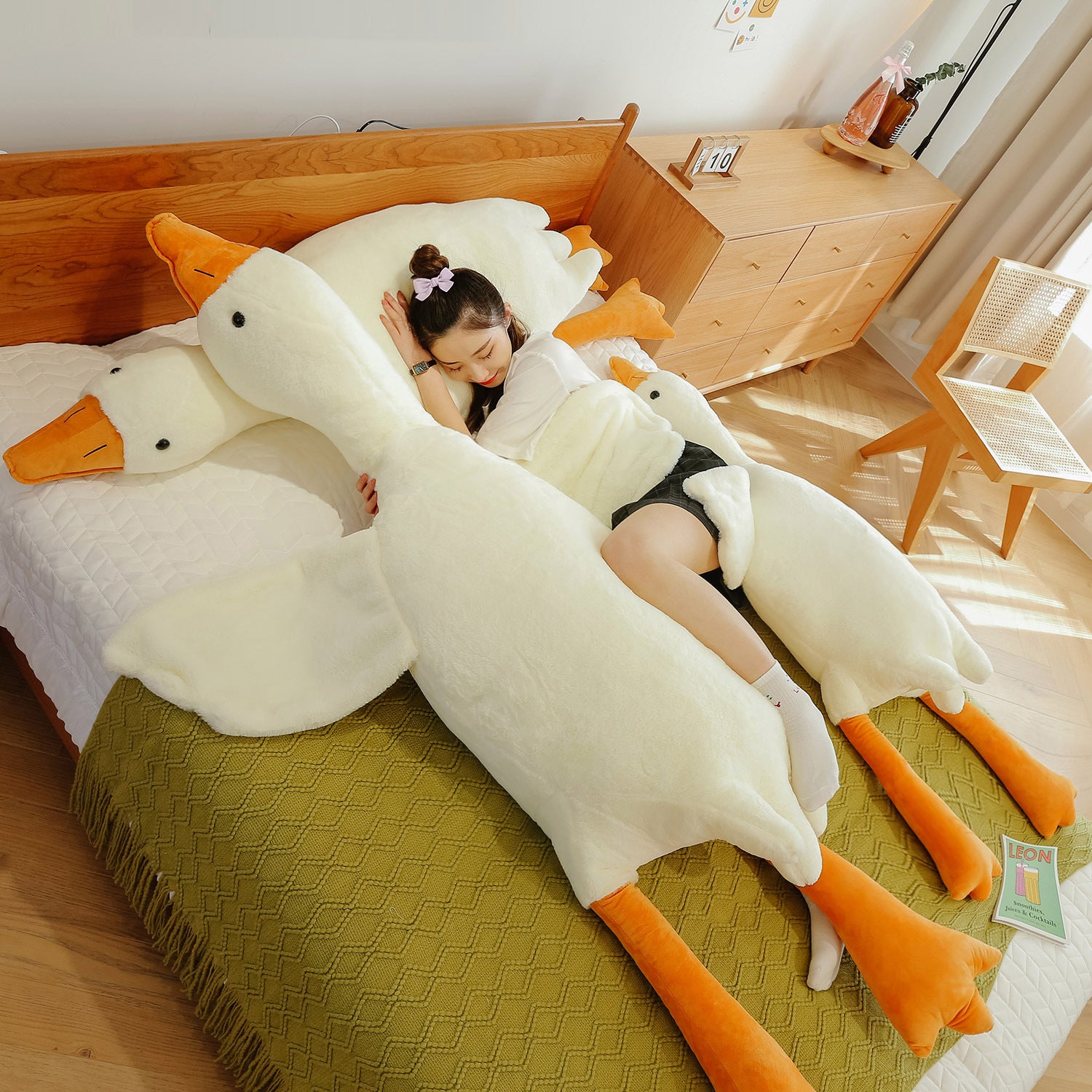 Muñeco de Pato Blanco: Juguete de Peluche, Almohada para Dormir y Regalo para Niños