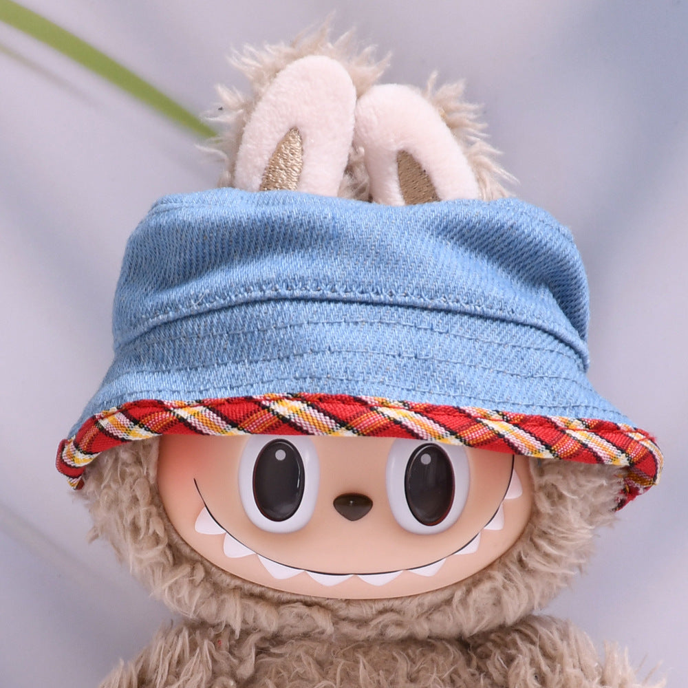 Colección Pana y Gorro Vaquero Labubu: Compatible con Labubu, Set de Ropa y Accesorios para Muñecas de 17cm, Complementos para Labubu (Muñeca no incluida)