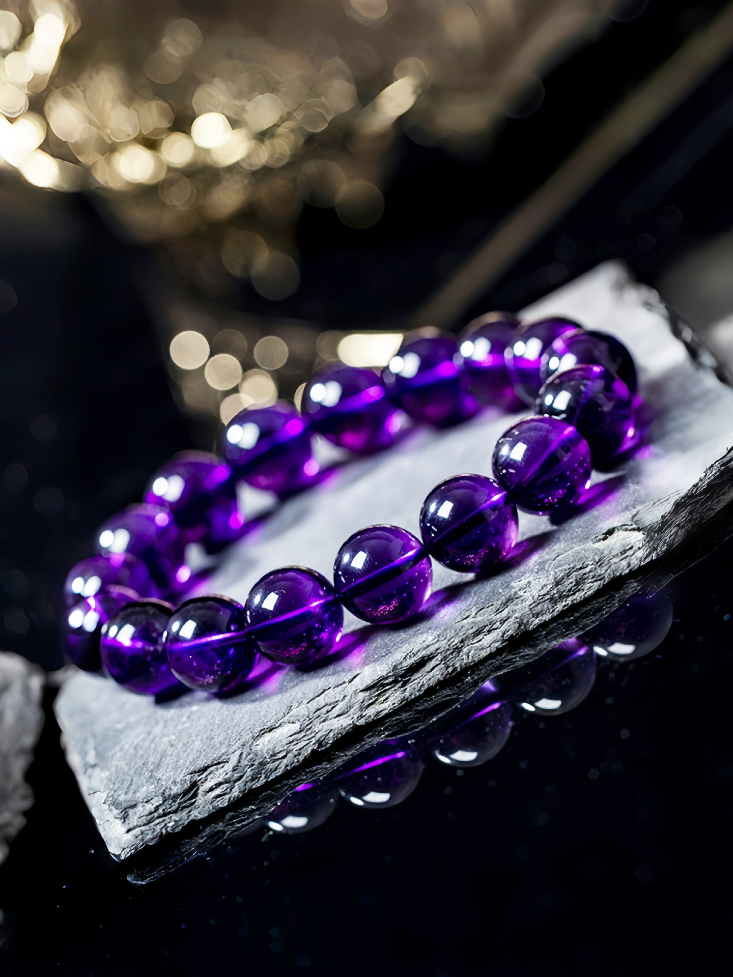 Pulsera de Amatista Natural: Alta Calidad, Color Intensivo, Amatista de Uruguay