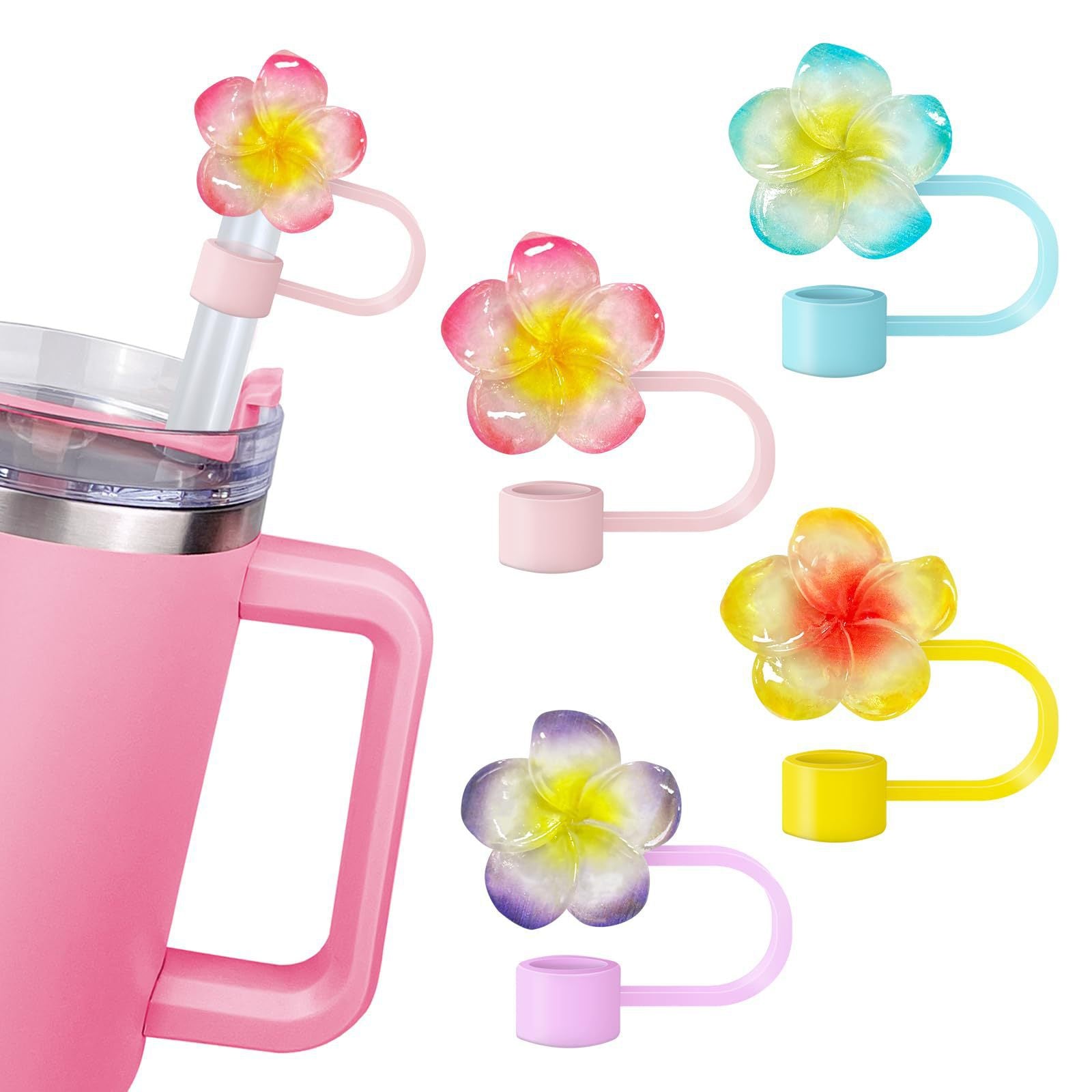 Resin Bright Flower Straw Cap for Stanley: Reusable and Stylish