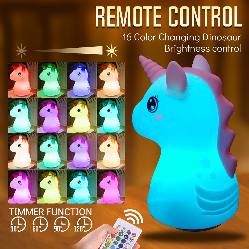 Lámpara de Silicona Unicornio con Sensor Táctil: 16 Colores LED Regalo Creativo