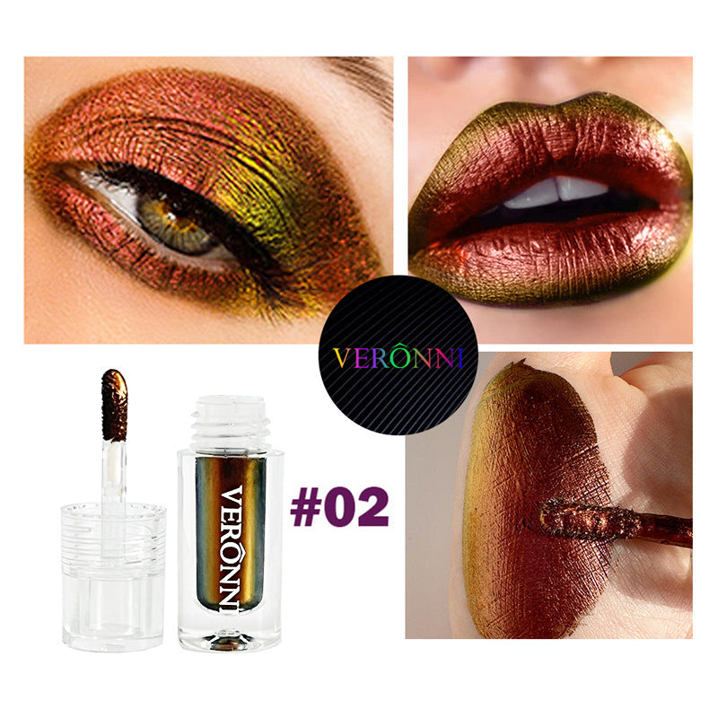 VERONNI Sombra de Ojos Líquida Camaleón: Sombra Metálica Brillante con Efecto Perlado y Destellos