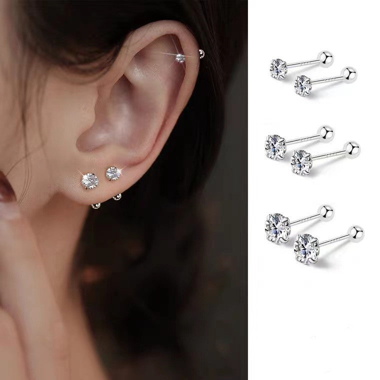 Piercing de Plata Pura 999 – Zirconia Tipo Diamante con Cierre de Tuerca