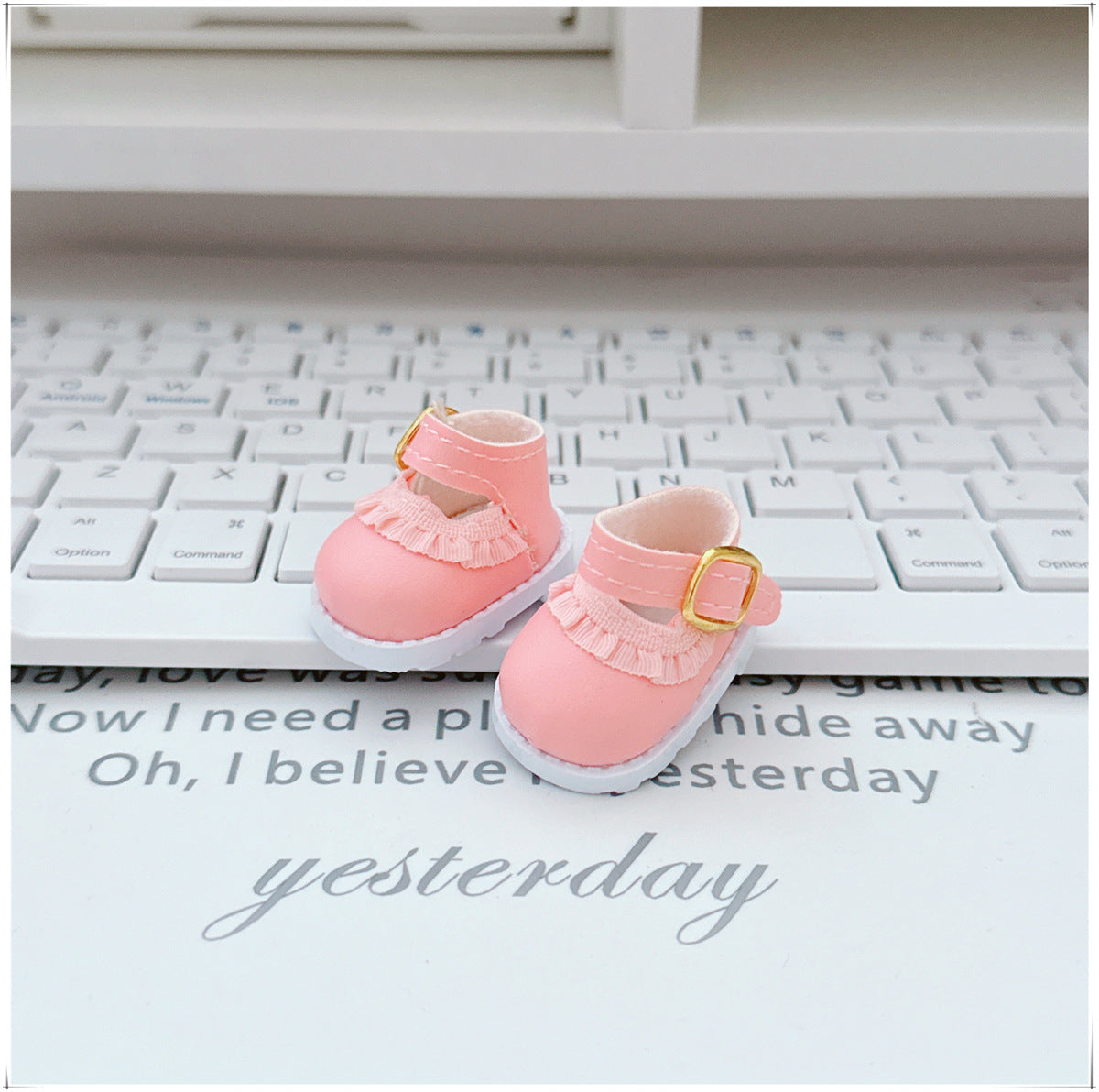 Zapatillas de lona para muñecas de 17 cm: Labubu, muñeca de algodón de 10 cm, color negro y blanco, con cordones