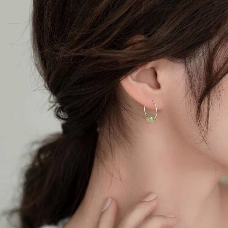 Candongas de Plata 925 con Jade Hetian – Amuleto de Suerte