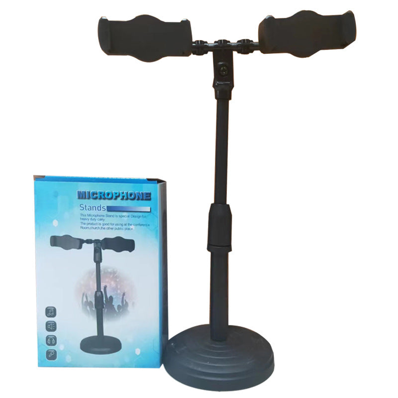 Soporte para Doble Teléfono con Base Ponderada: Ajustable y Extensible para Transmisiones en Vivo, Videollamadas y Grabaciones