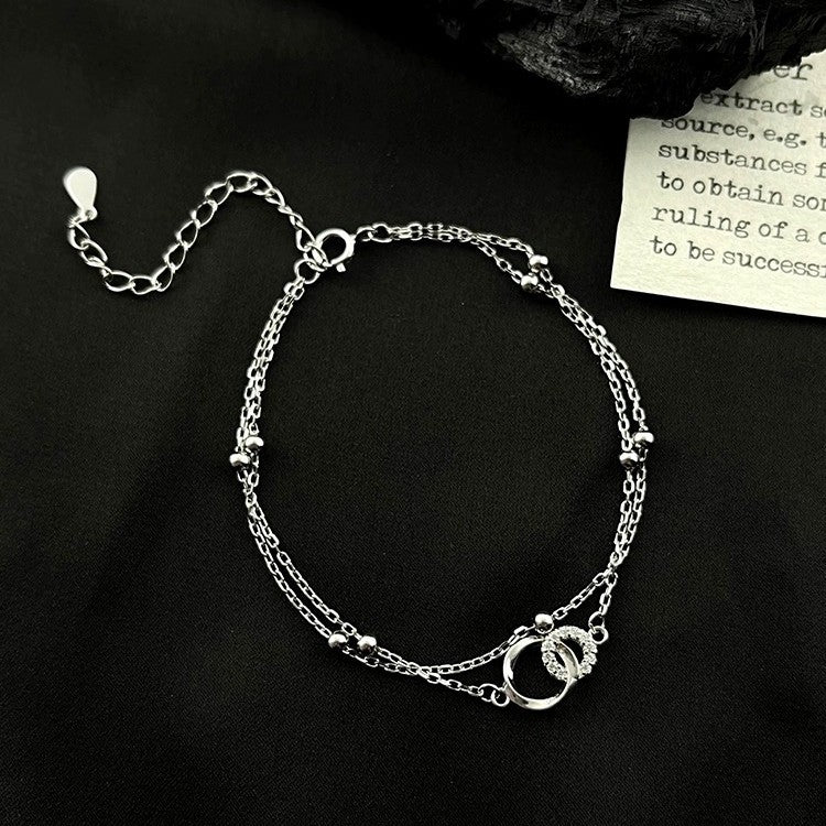 Pulsera de Plata 925 con Dos Círculos Enlazados – Conexión, Amistad y Amor