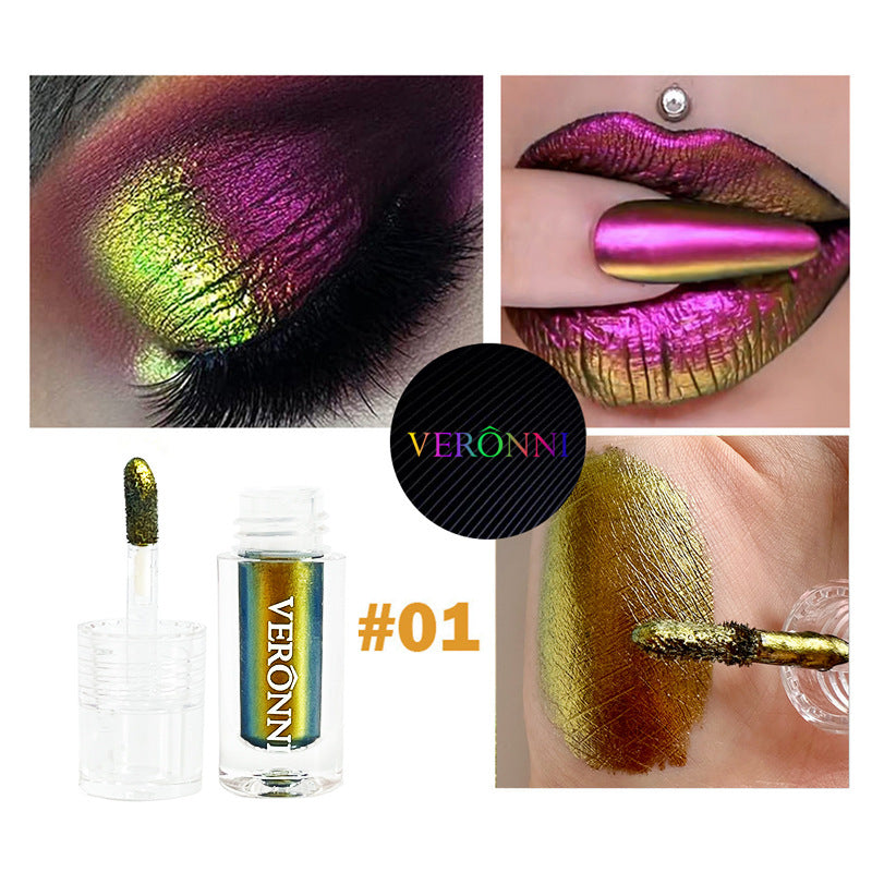 VERONNI Sombra de Ojos Líquida Camaleón: Sombra Metálica Brillante con Efecto Perlado y Destellos