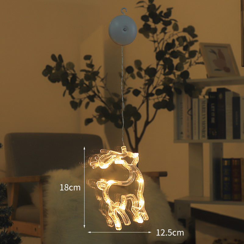 Luces Navideñas con Ventosa para Ventanas: Diseños de Ciervo, Estrellas y Más Figuras