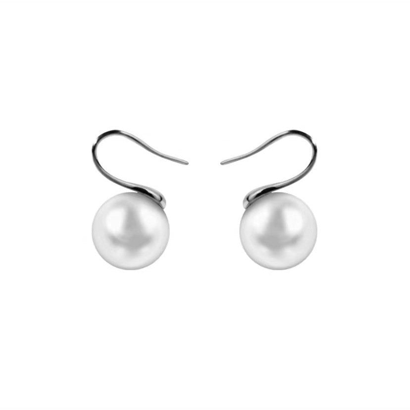 Aretes de Perlas en Plata Pura 999 – Estilo Clásico con Cierre de Gancho