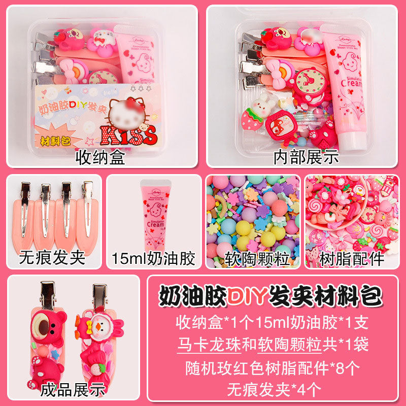 Set de Manualidades para Niñas con Pegamento en Crema 15g – Clips de Cabello y Accesorios de Resina