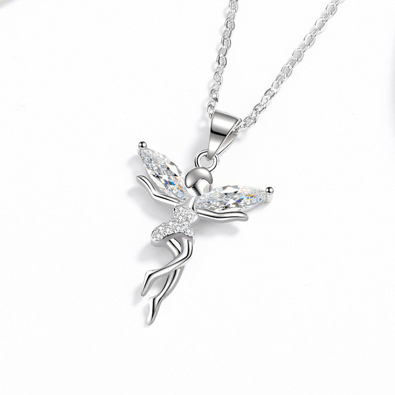 Cadena Corta de plata 925: Dije de Angel o Ada con Cristales