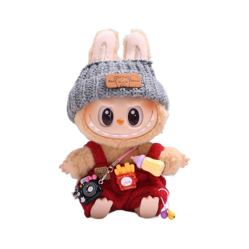 Overol con Accesorios para Muñeca Labubu 17 cm – Biberón y Cámara de Juguete (Muñeca No Incluida)