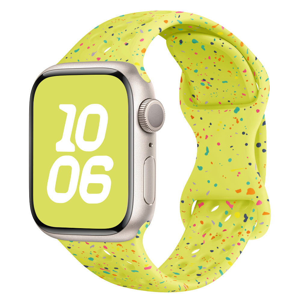 Correa de silicona Verde Limón con purpurina para Apple Watch Series 1 al 11 y SE 3
