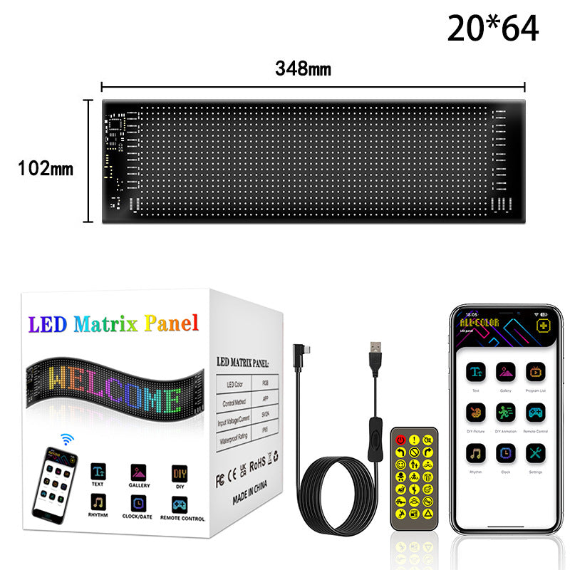 Flexible Bluetooth LED Car Display: Waterproof IP65 Full-Color Smart Vehicle Screen