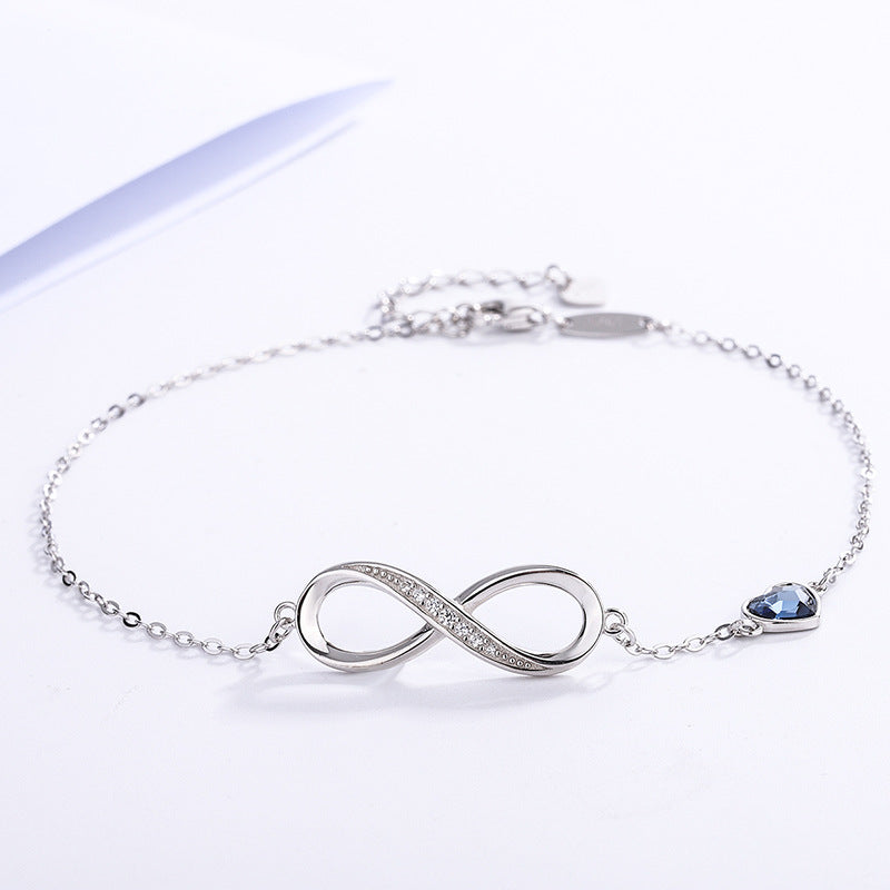 Pulsera de Plata 925 con Infinito y Dije de Circonia – Regalo para Novia