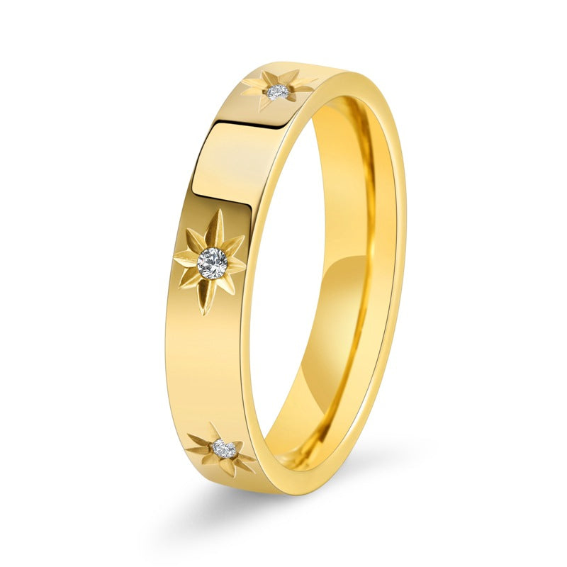 Anillo de Mujer en Acero Inoxidable con Estrellas de Ocho Puntas – Símbolo de Riqueza