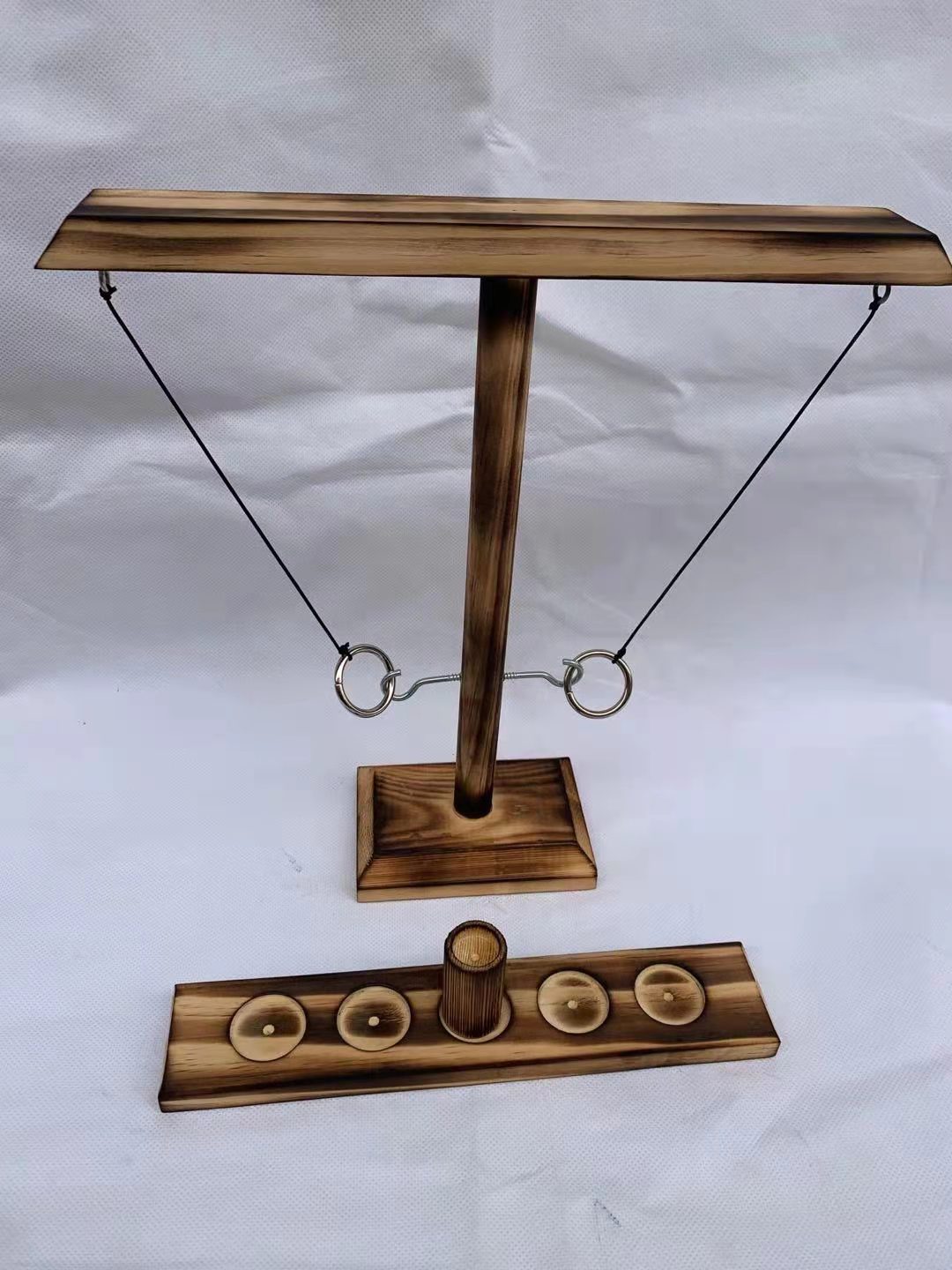 Juego de Aros Ring Toss: Juguete de Madera con Ganchos para Competencias
