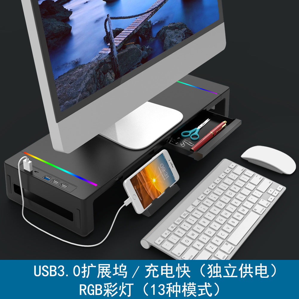 Soporte Elevador para Laptop Todo-en-Uno T1: Monitor Multifuncional, Mouse Pad RGB