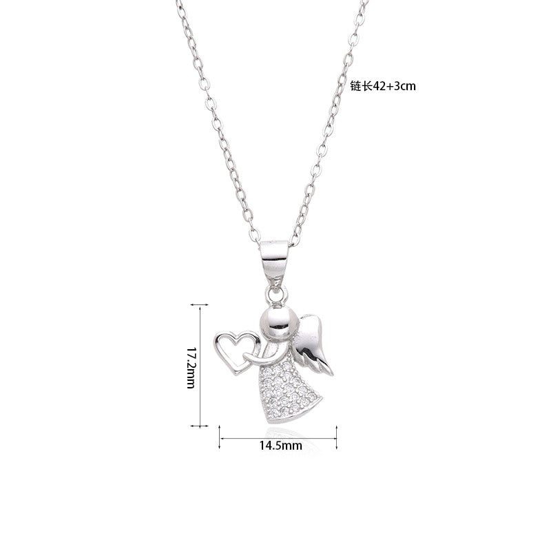 Cadena Corta de plata 925: Dije de Angel o Ada con Cristales