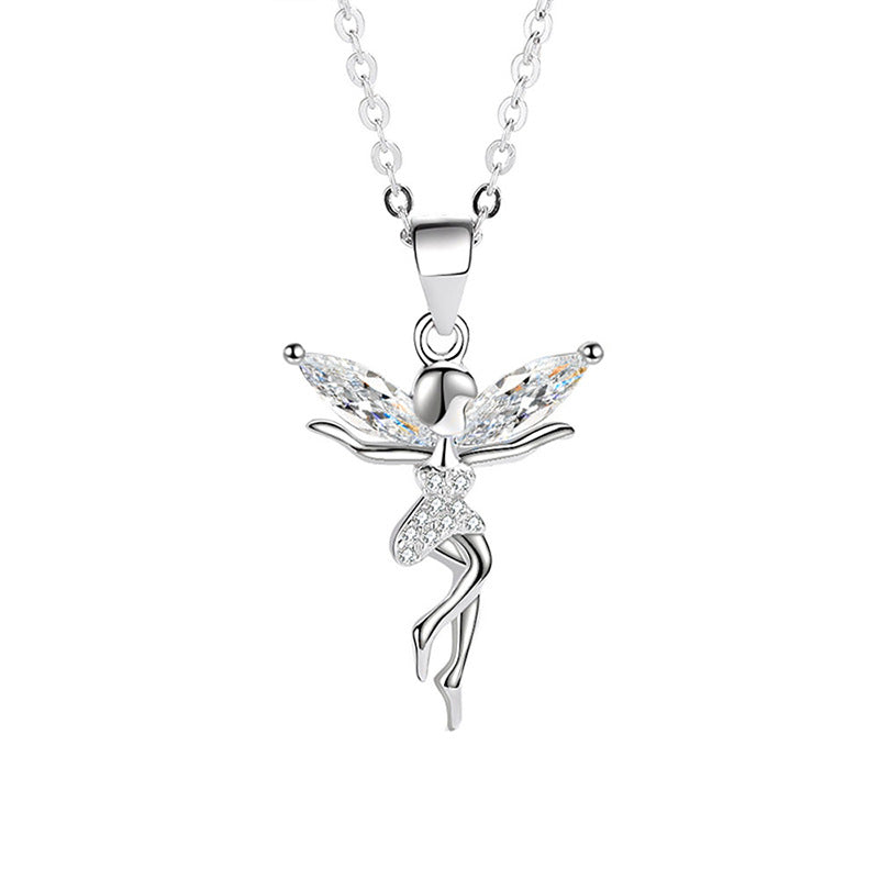 Cadena Corta de plata 925: Dije de Angel o Ada con Cristales