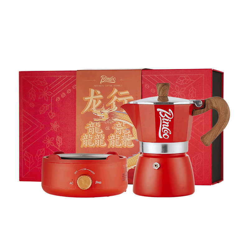 Set de cafetera espresso Italiana con placa calentadora y caja de regalo fina