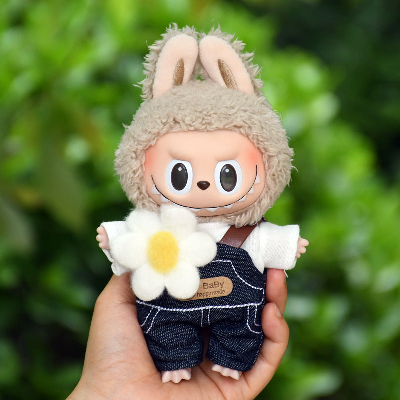 Ropa para muñecas estilo granjero: Overol y sombrero para Muñecas Labubu de 17cm (Muñeca no incluida)