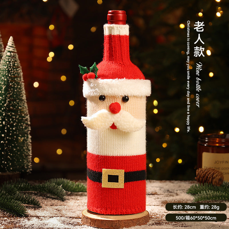 Funda Navideña para Botellas de Vino: Tejida en Lana con Diseños de Papá Noel, Reno y Más