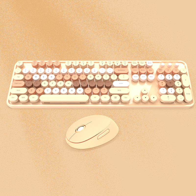 Juego de teclado y ratón inalámbrico 2.4g: diseño retro punk, ideal para mujeres en oficina