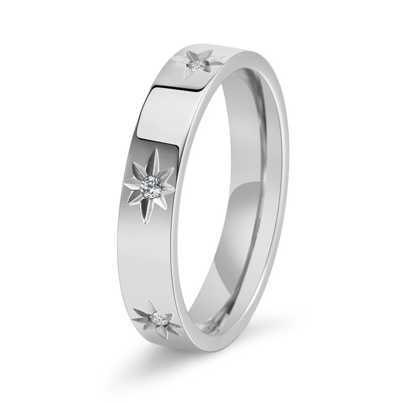 Anillo de Mujer en Acero Inoxidable con Estrellas de Ocho Puntas – Símbolo de Riqueza