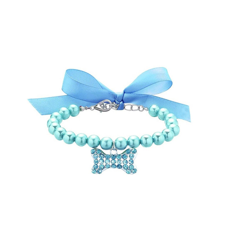 Collar para Mascotas Pequeñas con Perlas y Charm Decorativo con Cristales