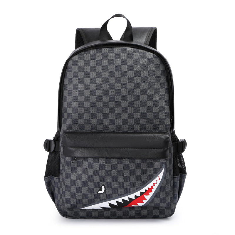 Mochila de Hombre: Estilo Urbano, Diseño de Cuadros, Ideal para Viajes, Cuero, Mochila Para Laptop