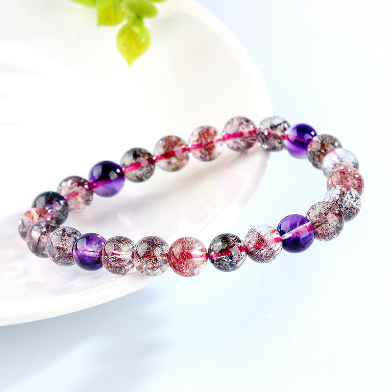 Pulsera de Cristal Natural Super Siete: Alta Calidad, Cuenta de Grosella Negra, Cristal de Donghai Keting